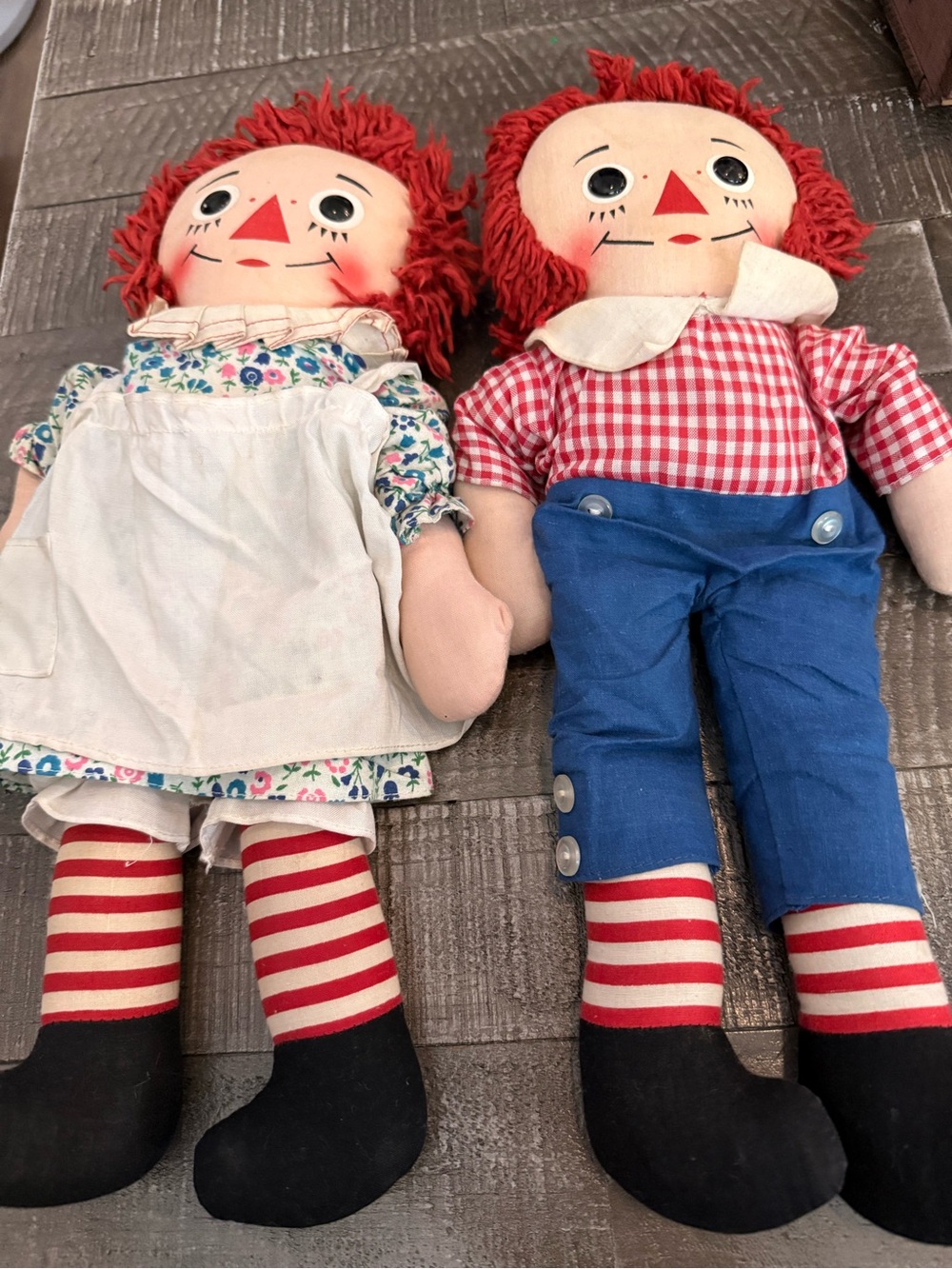 Knickerbocker Vintage Raggedy Ann & Andy Cloth Dolls Lot of 2 (1974)